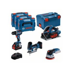 Bosch Combo Kit Set mit 4x 18V-Werkzeugen: GSR, GKT, GST, GEX, 3x Akku #0615990N36