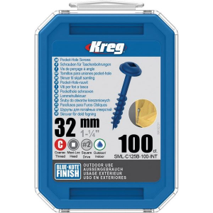 Kreg Pocket-Hole Schrauben 32, Blue-Kote, Maxi-Loc, Grobgewinde, 100 Stück #SML-C125B-100-INT