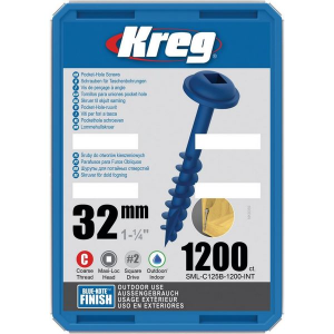 Kreg Pocket-Hole Schrauben 32 mm, Blue-Kote, Maxi-Loc, Grobgewinde, 1200 Stück #SML-C125B-1200-INT