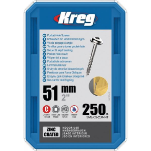 Kreg Pocket-Hole Schrauben 51 mm, Verzinkt, Maxi-Loc, Grobgewinde, 250 Stück #SML-C2-250-INT