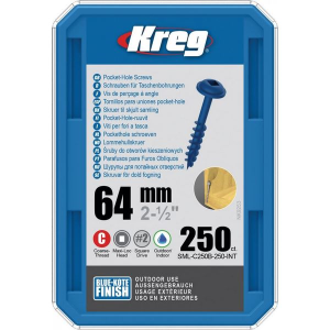 Kreg Pocket-Hole Schrauben 64 mm, Blue-Kote, Maxi-Loc, Grobgewinde, 250 Stück #SML-C250B-250-INT