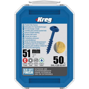 Kreg Pocket-Hole Schrauben 51 mm, Blue-Kote, Maxi-Loc, Grobgewinde, 50 Stück #SML-C2B-50-INT