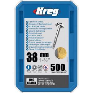 Kreg Pocket-Hole Schrauben 38 mm, Verzinkt, Maxi-Loc, Feingewinde, 500 Stück #SML-F150-500-INT