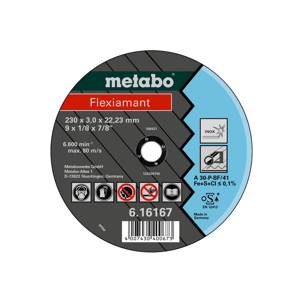 Metabo Flexiamant 180x3,0x22,23 Inox, Trennscheibe, gerade Ausführung #616163000