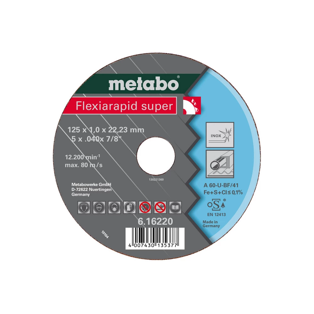 Metabo Flexiarapid super 125x1,0x22,23 Inox, Trennscheibe, gerade Ausführung #616220000
