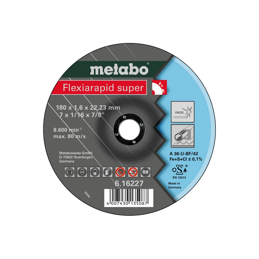 Metabo Flexiarapid super 180x1,6x22,23 Inox, Trennscheibe, gekröpfte Ausführung #616227000