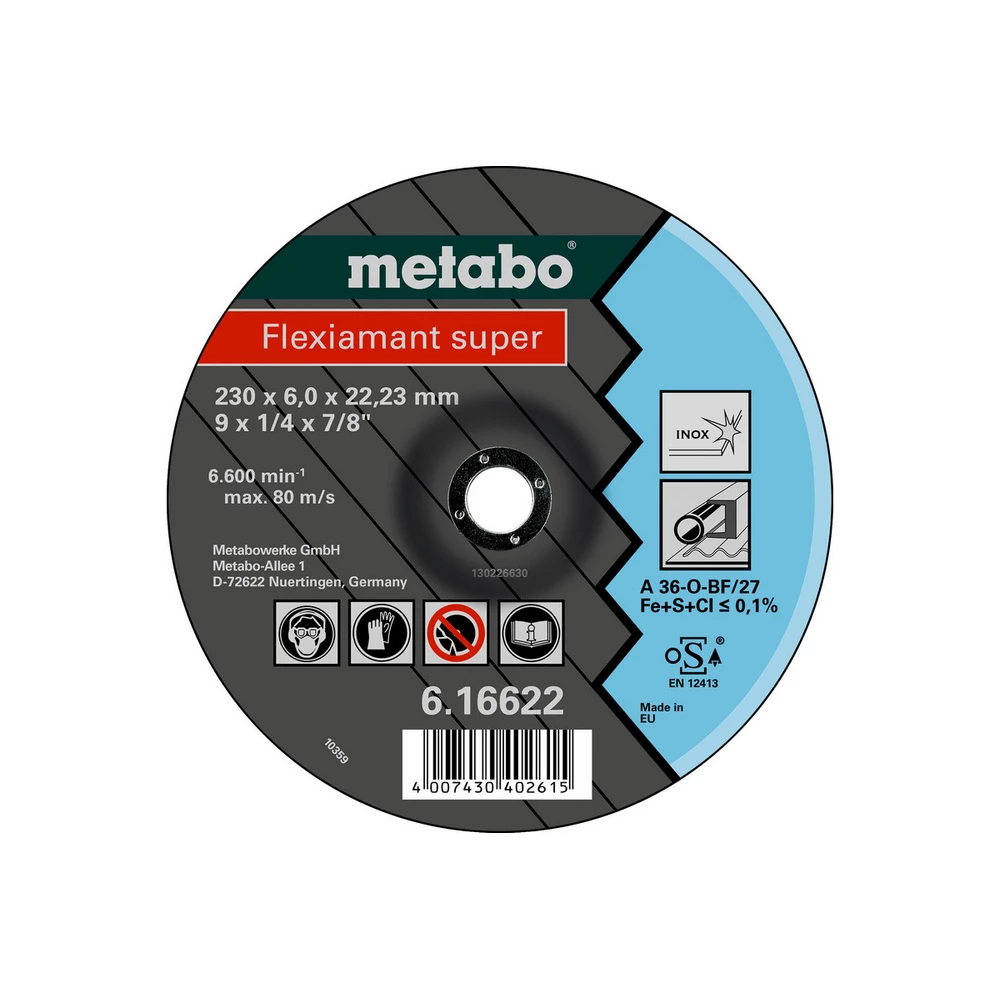 Metabo Flexiamant super 115x6,0x22,23 Inox, Schruppscheibe, gekröpfte Ausführung #616739000