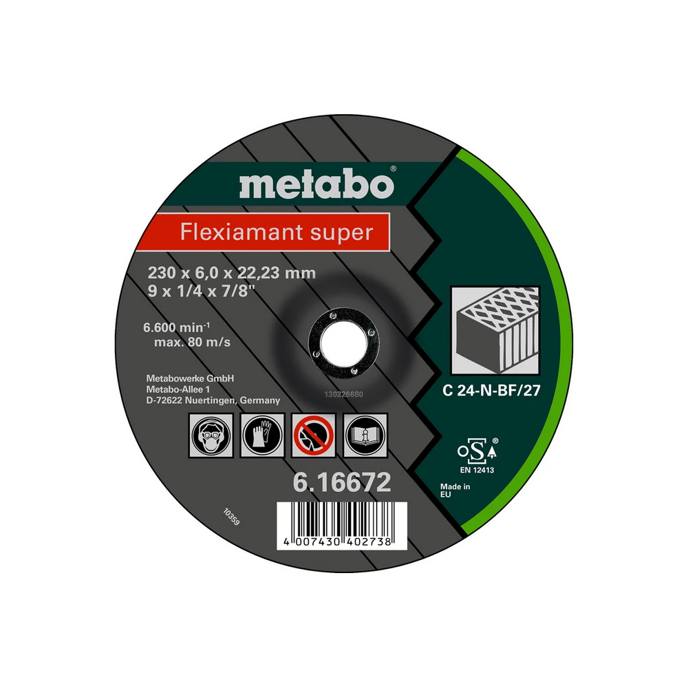 Metabo Flexiamant super 230x6,0x22,23 Stein, Schruppscheibe, gekröpfte Ausführung #616672000