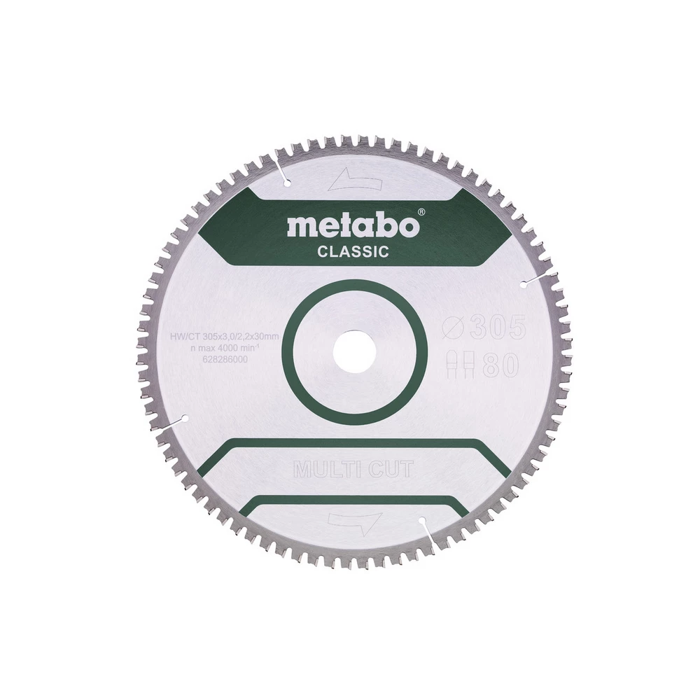 Metabo Sägeblatt multi cut - classic, 305x3,0/2,2x30 Z80 FZ/TZ 5°neg #628286000 